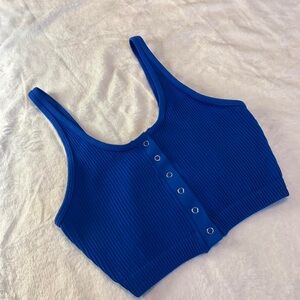 Aerie Real Good Royal Blue Button Top